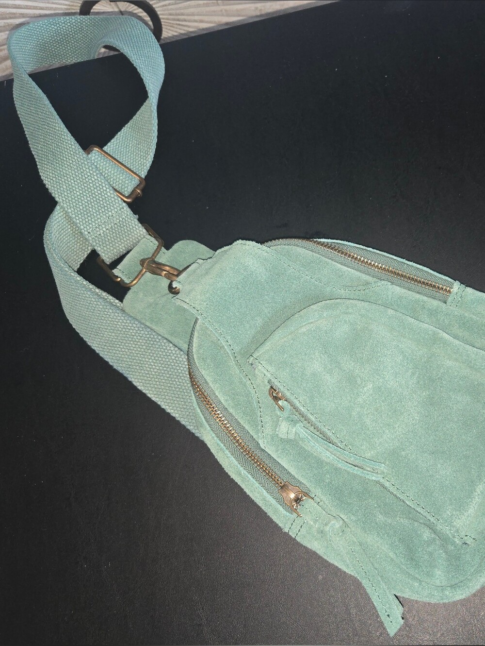 Free People Hudson Sling Suede Leather Crossbody Sling Bag In Jaded